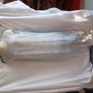 Religion High Low dress, Gray Peacock, Sz L, 20" PTP, 34" L front, 44" L Back